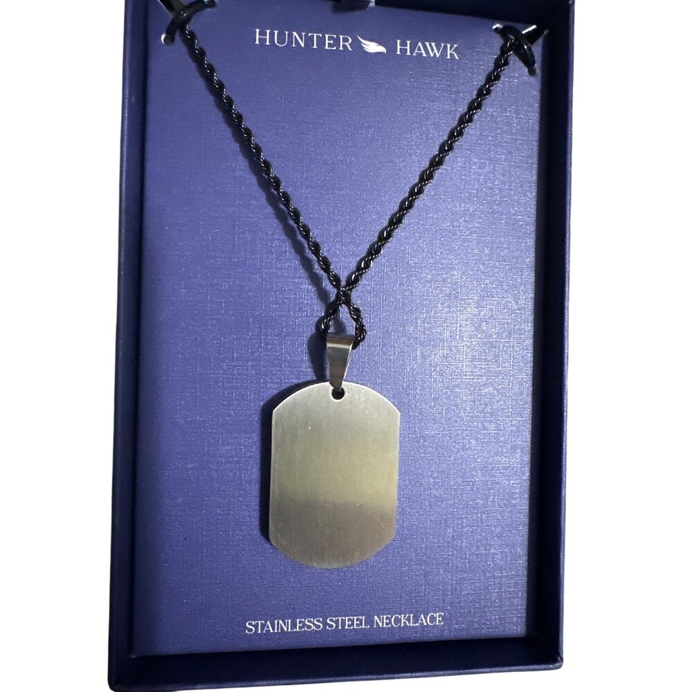Hunter Hawk One Nation Under God American Flag Cross Dog Tag Stainless Steel Nec - Picture 2 of 2